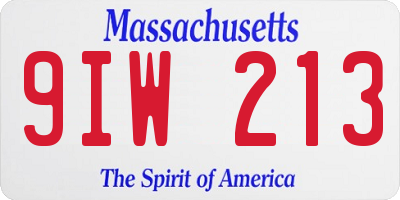 MA license plate 9IW213