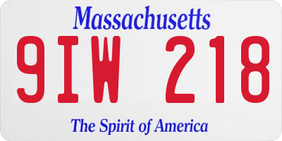 MA license plate 9IW218
