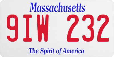 MA license plate 9IW232