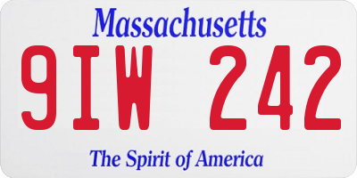 MA license plate 9IW242