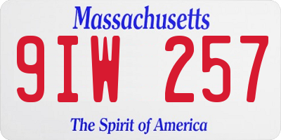 MA license plate 9IW257