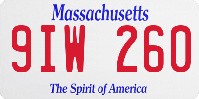 MA license plate 9IW260