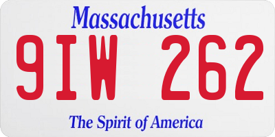 MA license plate 9IW262