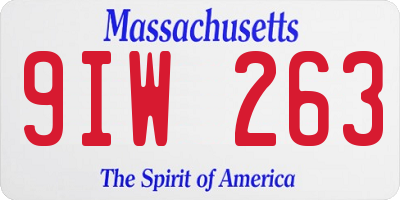 MA license plate 9IW263