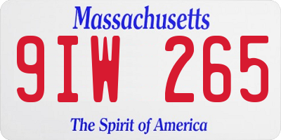 MA license plate 9IW265