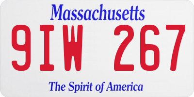 MA license plate 9IW267