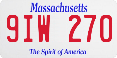 MA license plate 9IW270