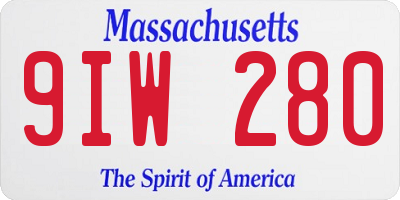 MA license plate 9IW280