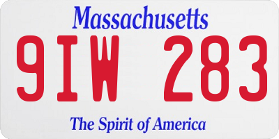 MA license plate 9IW283