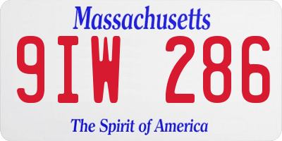 MA license plate 9IW286