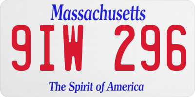 MA license plate 9IW296