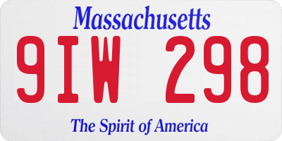 MA license plate 9IW298
