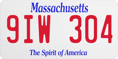 MA license plate 9IW304