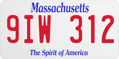 MA license plate 9IW312