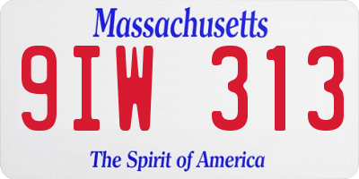 MA license plate 9IW313