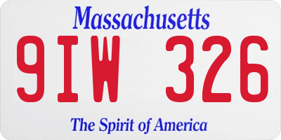 MA license plate 9IW326