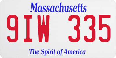 MA license plate 9IW335