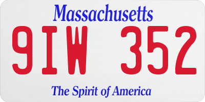 MA license plate 9IW352