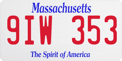 MA license plate 9IW353