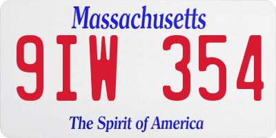 MA license plate 9IW354