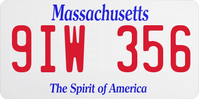 MA license plate 9IW356