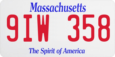 MA license plate 9IW358