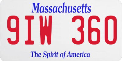 MA license plate 9IW360