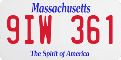 MA license plate 9IW361
