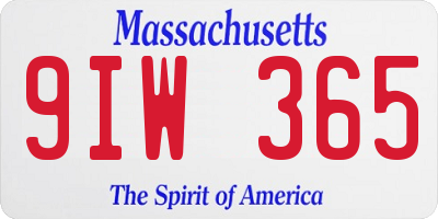 MA license plate 9IW365