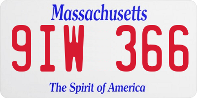 MA license plate 9IW366