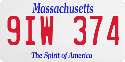 MA license plate 9IW374