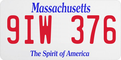 MA license plate 9IW376