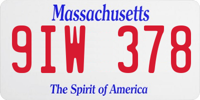 MA license plate 9IW378