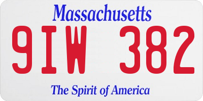 MA license plate 9IW382