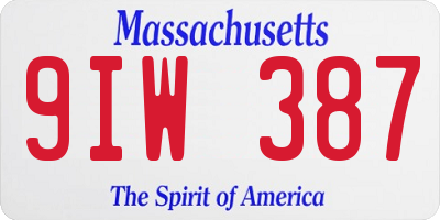 MA license plate 9IW387