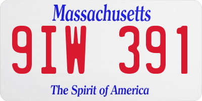MA license plate 9IW391