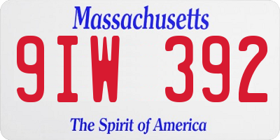 MA license plate 9IW392