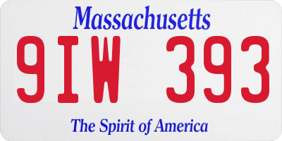 MA license plate 9IW393