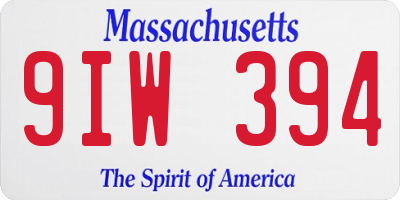 MA license plate 9IW394