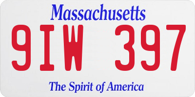 MA license plate 9IW397