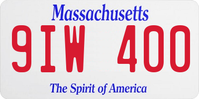 MA license plate 9IW400