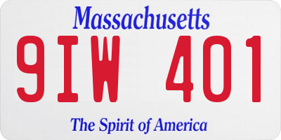 MA license plate 9IW401