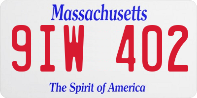 MA license plate 9IW402