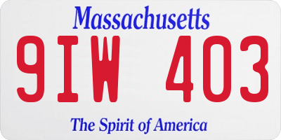 MA license plate 9IW403
