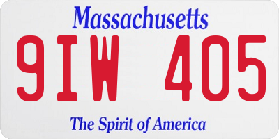 MA license plate 9IW405