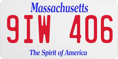 MA license plate 9IW406