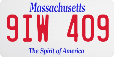 MA license plate 9IW409