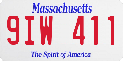 MA license plate 9IW411