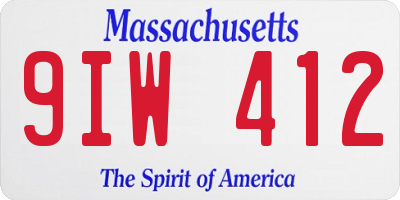 MA license plate 9IW412