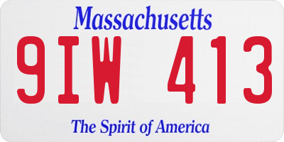 MA license plate 9IW413